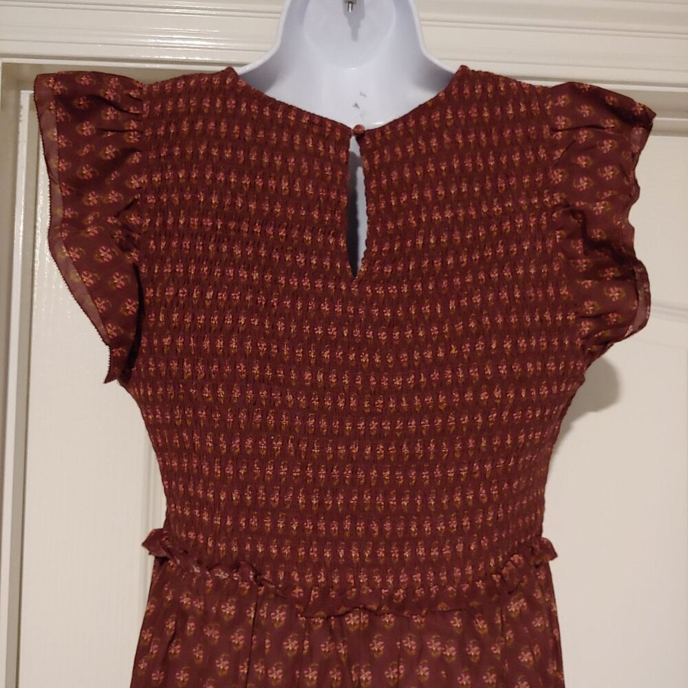 Vineyard Vines Floral Smocked Ruffle Feminine Clean Girl Dress L Cottage - Picture 8 of 12